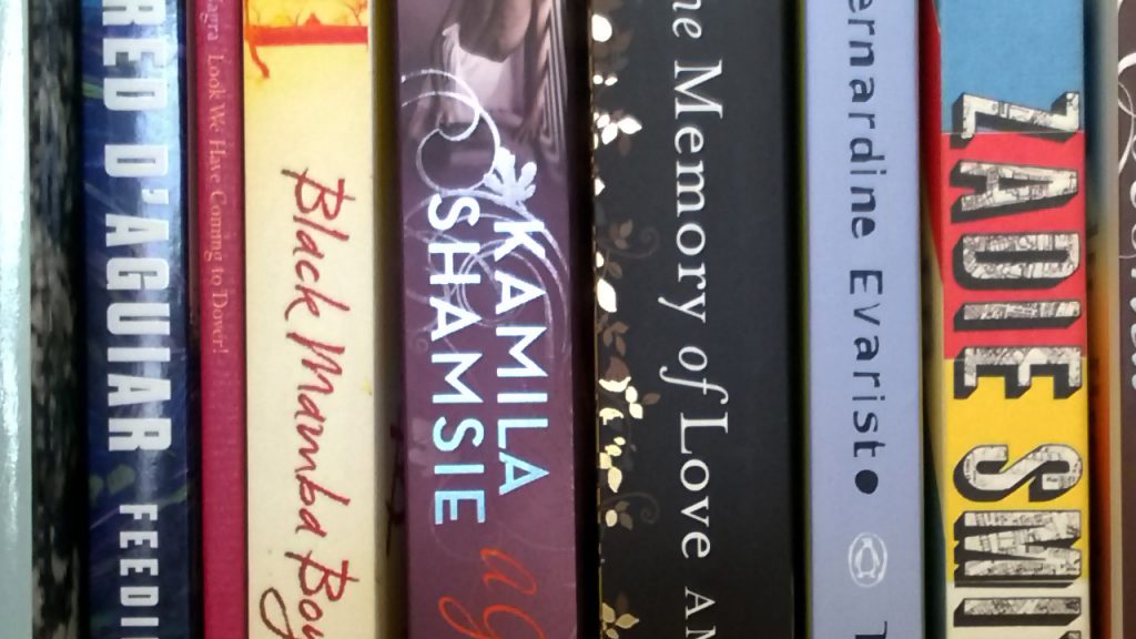 Spines of several books